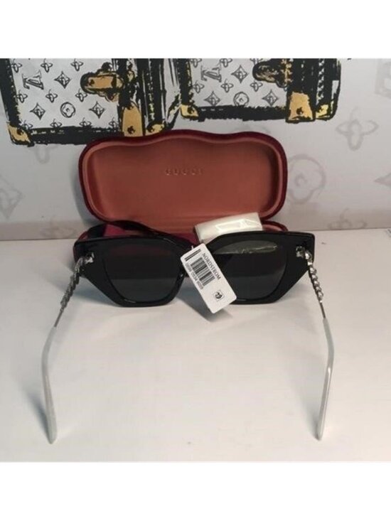 New Authentic Gucci Black Cat-Eye Sunglasses GG0641s 001